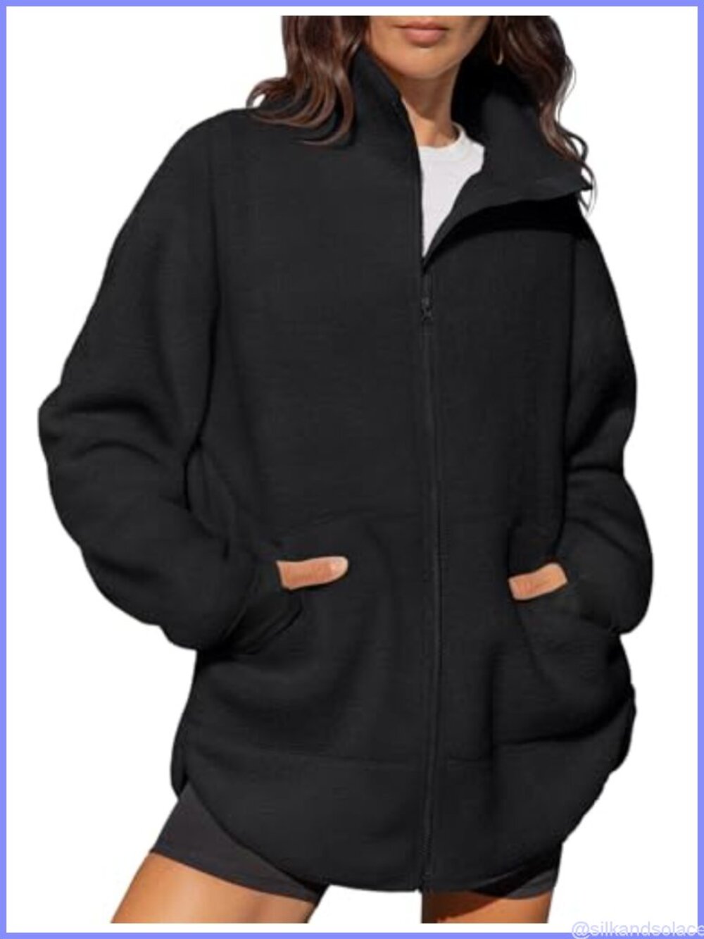 Women's Full Zip Fleece Sherpa Long Jacket Oversized Winter Coat